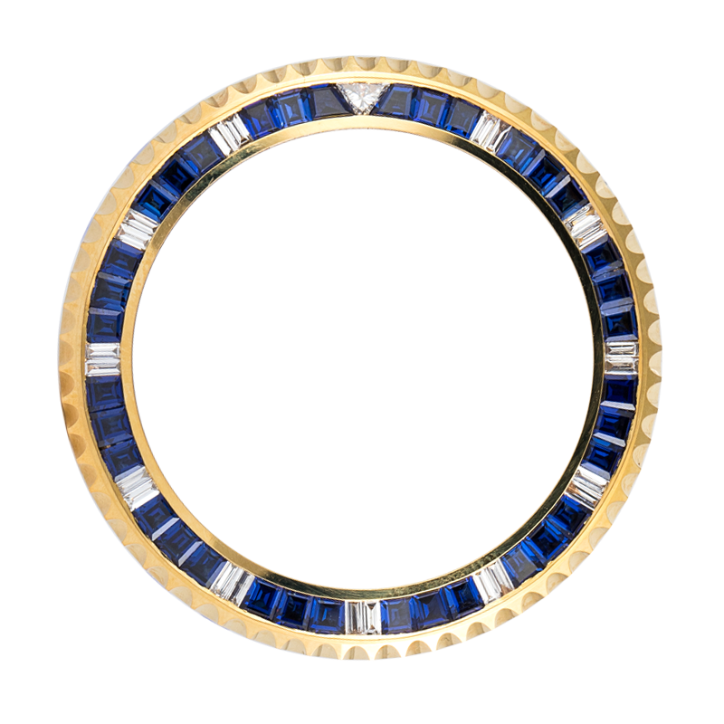 Rolex GMT-Master II Yellow Gold Custom Blue Sapphire Bezel